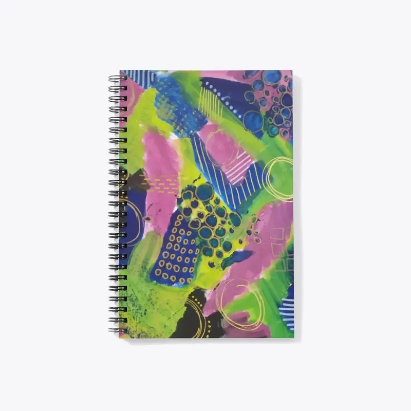 Purple green and pink notebook